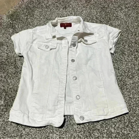 Girls 7 FOR ALL MANKIND White Sleeveless Denim Jean Button Vest - Size Large - Picture 1 of 9